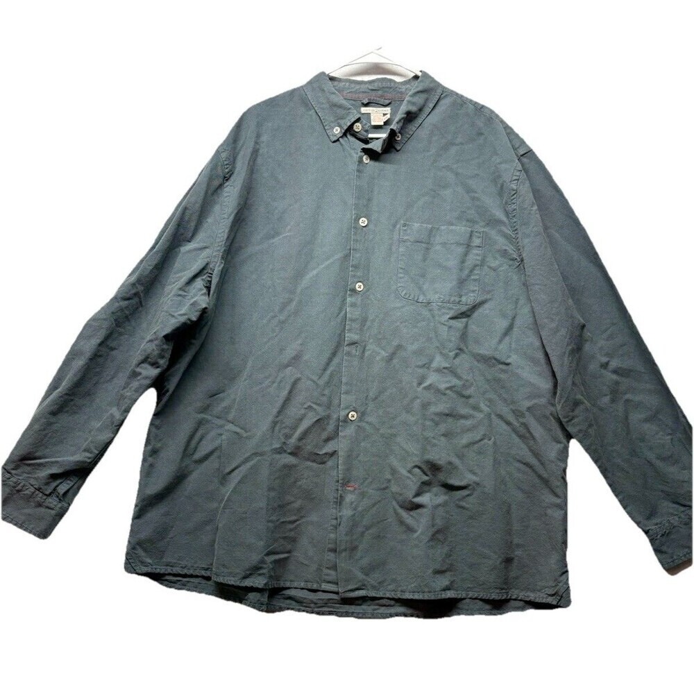 Carbon 2 Cobalt XXL Solid Blue Linen Silk Cotton Long Sleeve Button Up Shirt